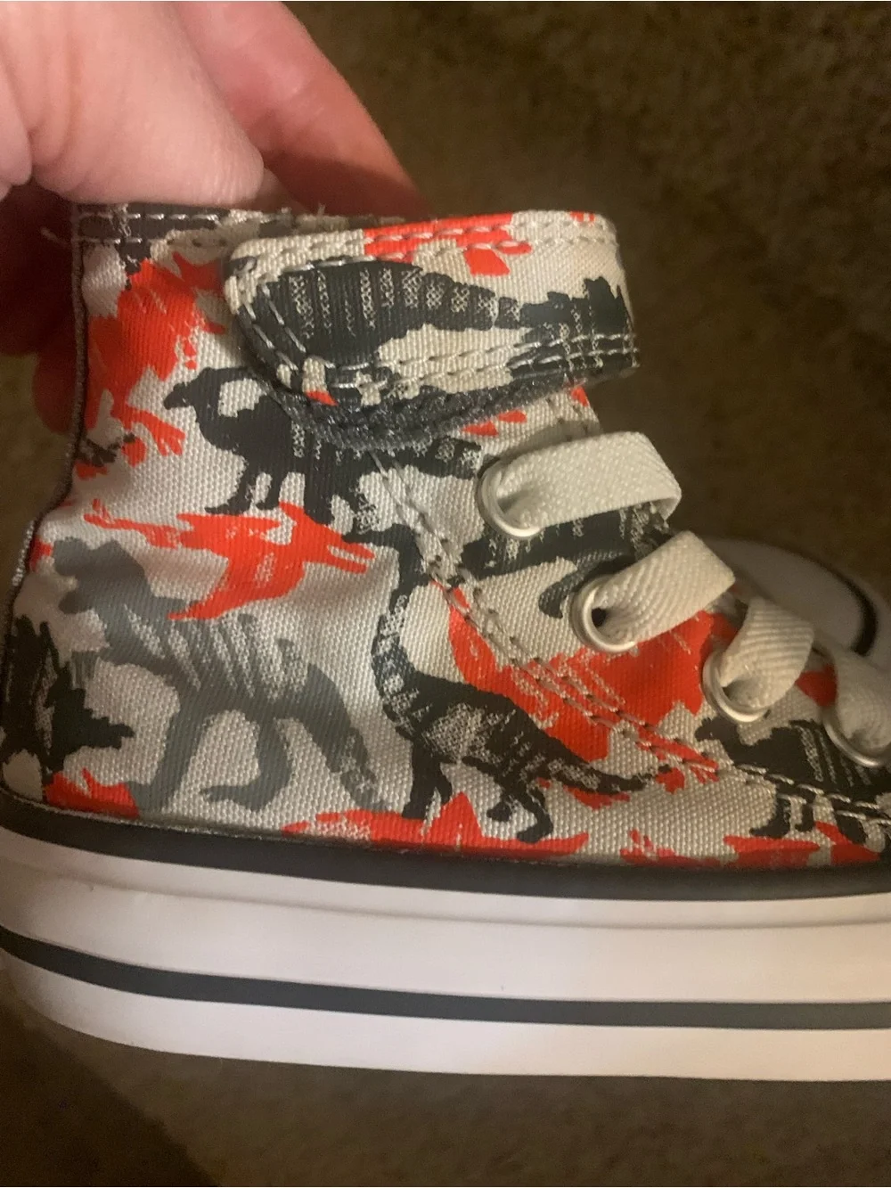 Converse Kids High Top Sneakers - White, Gray & Orange Print